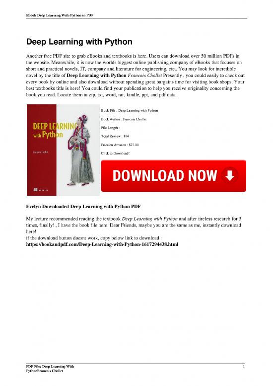 picture Python Pdf 182487 | Deep Learning With Python By Francois Chollet