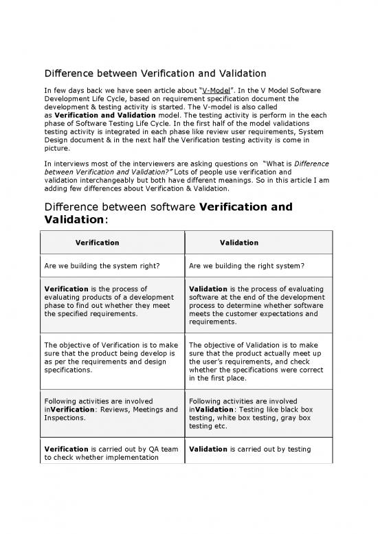 picture_System Development Life Cycle Pdf 180795 | Difference Between Verification And Validation