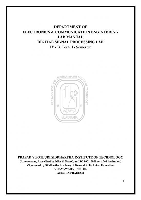 picture Processing Pdf 181169 | Dsp Lab Manual Pvp14 July2018
