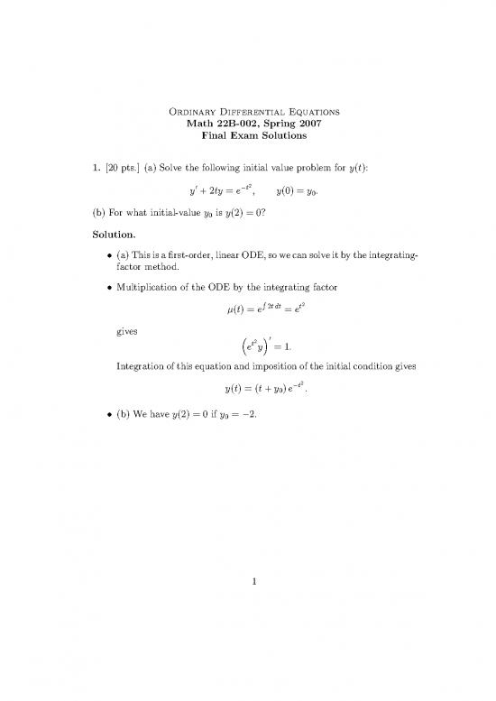 picture Initial Value Problem Differential Equations 181492 | Final Solutions 22b 07