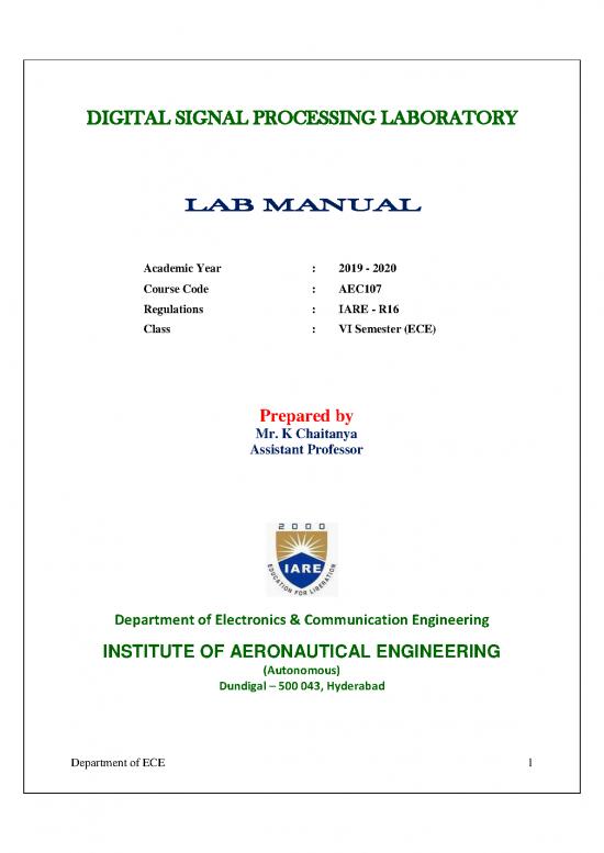 picture Processing Pdf 180785 | Iare Dsplab Manual 0