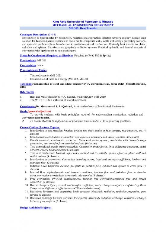 picture Heat Transfer Pdf 180961 | Me 315 Heat Transfer