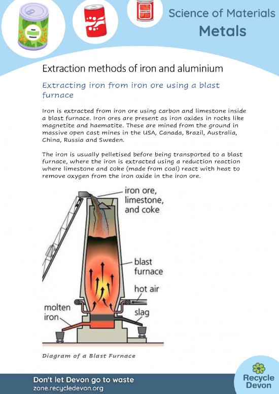 picture_Extraction Of Iron Pdf 181406 | Metals Ks3 4 Iron And Aluminium Extraction Methods Info Sheet