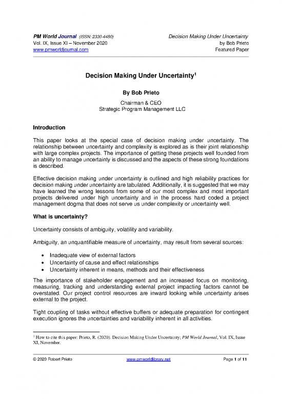 picture_Decision Making Under Uncertainty Pdf 180247 | Pmwj99 Nov2020 Prieto Decision Making Under Uncertainty
