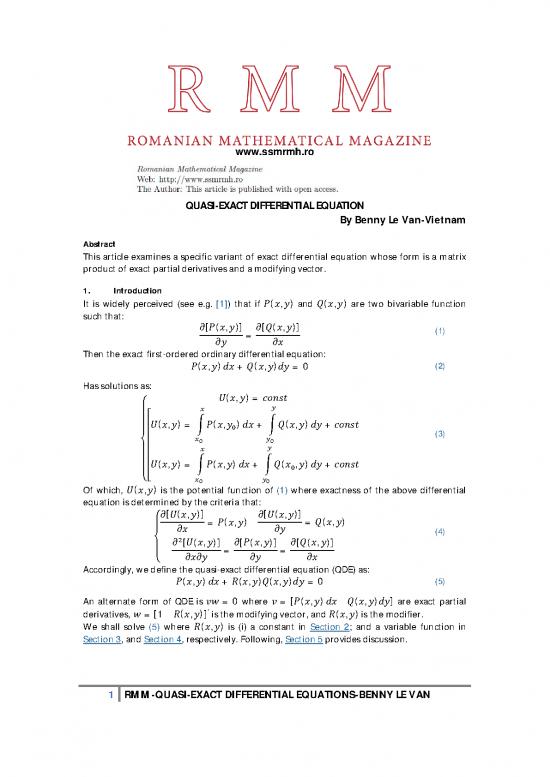 picture_Quasi Exact Differential Equation