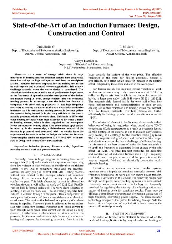 picture Induction Furnace Pdf 180839 | State Of The Art Of An Induction Furnace Design Construction And Control Ijertv7is080025