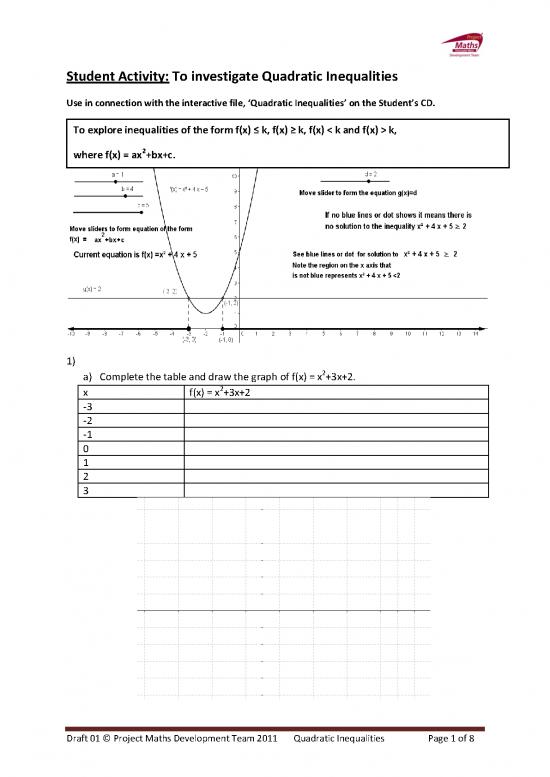 picture Quadratic Inequalities Pdf 181838 | Student Activity Inequalities Quadratic