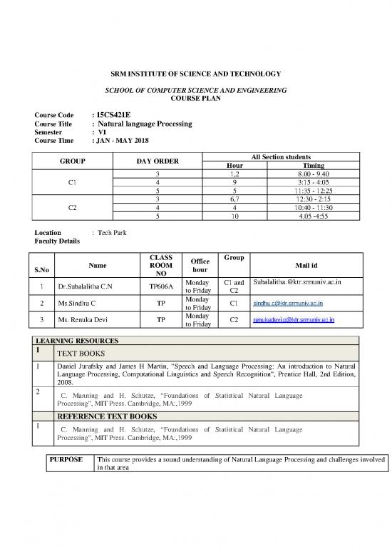 picture Processing Pdf 180389 | Tech 15cs421e Natural Language Processing