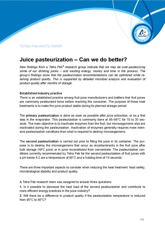 picture Pasteurization Pdf 181283 | White Paper Optimized Pasteurization
