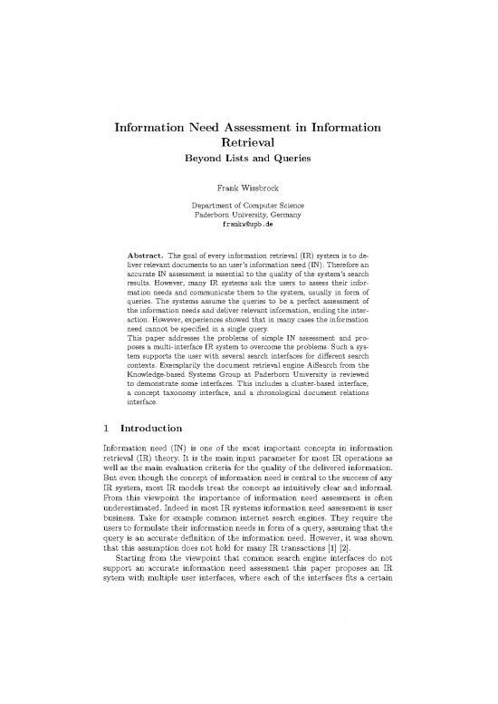 picture Information Retrieval Pdf 180383 | Wissbrock04 Information Need Assessment In Ir