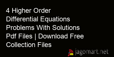 picture 4 Higher Order Differential Equations Problems With Solutions Pdf Files | Download Free Collection Files