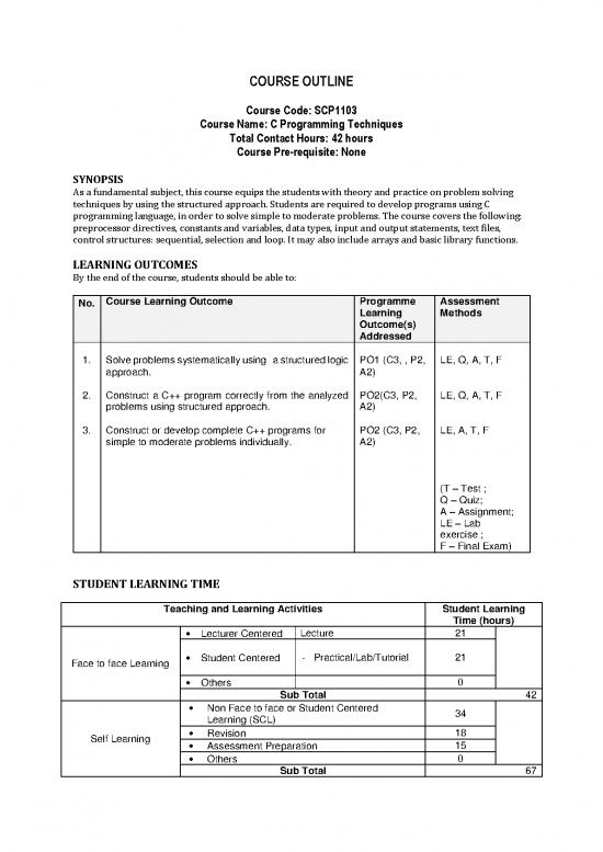 picture Programming Pdf 183360 | 3 Course Outline Scp1103 C Programming Techniques