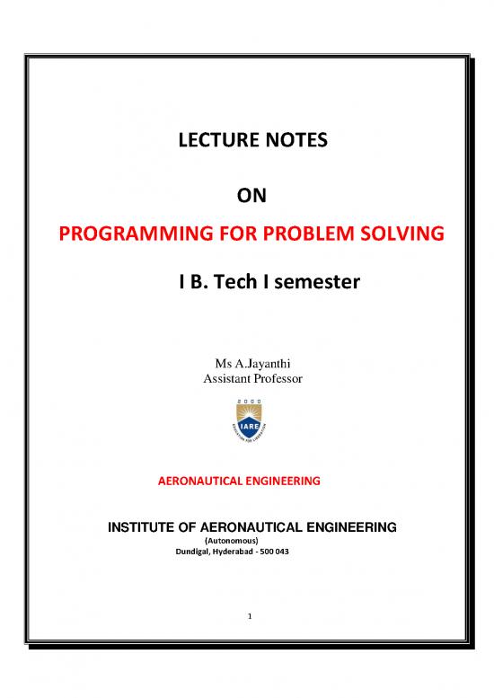 picture Programming Pdf 185222 | Aero Programming For Problem Solving Lecture Notes
