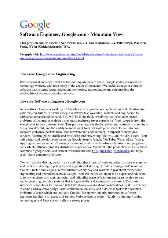 picture Software Engineer Pdf 184562 | Google Software Engineer Aug 27 2010