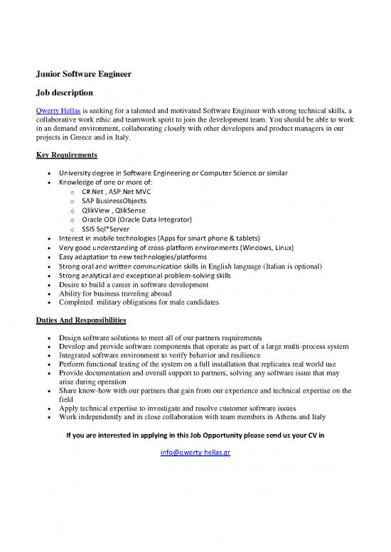 picture Software Engineer Pdf 183378 | Junior Software Engineer