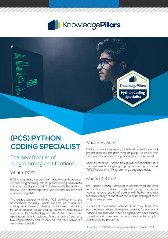 picture Python Pdf 183294 | Knowledge Pillars Python Datasheet 2021 Updated June 21 V2