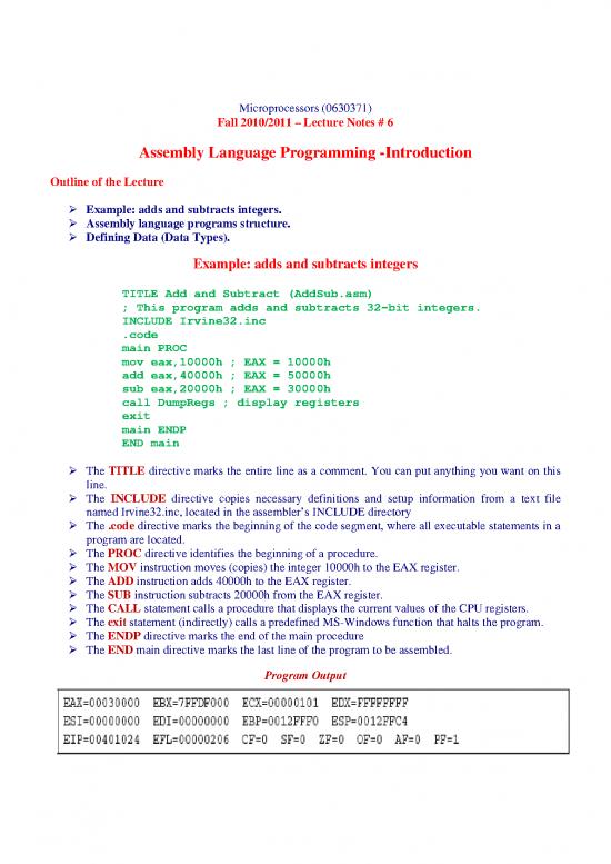 picture_Programming Pdf 184514 | Lecture 6 Assembly Language Programming  Introduction