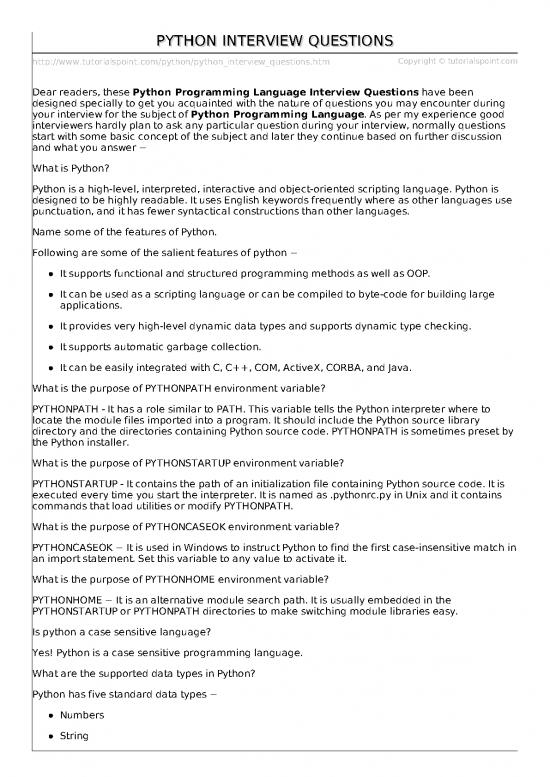 picture Python Pdf 183001 | Python Interview Questions