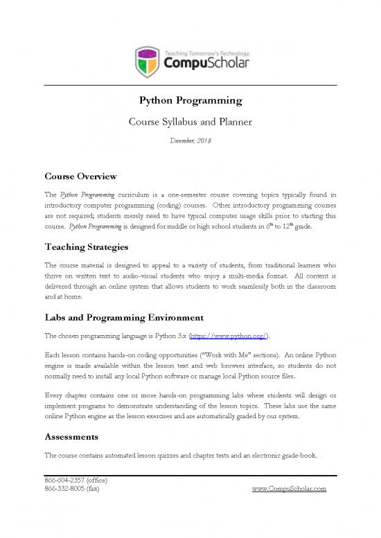 picture Python Pdf 184303 | Python Programming Planner Syllabus
