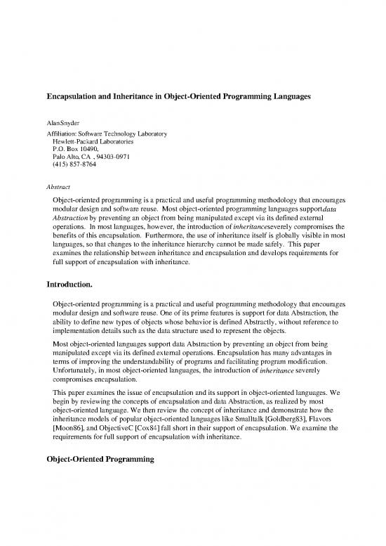 picture Programming Pdf 183577 | Snyder86encapsulation