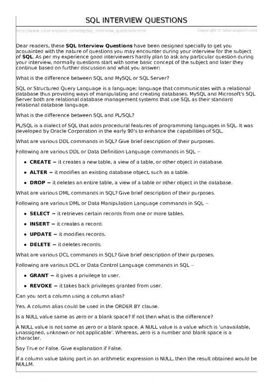 picture Sql Tutorialspoint Pdf 184638 | Sql Interview Questions