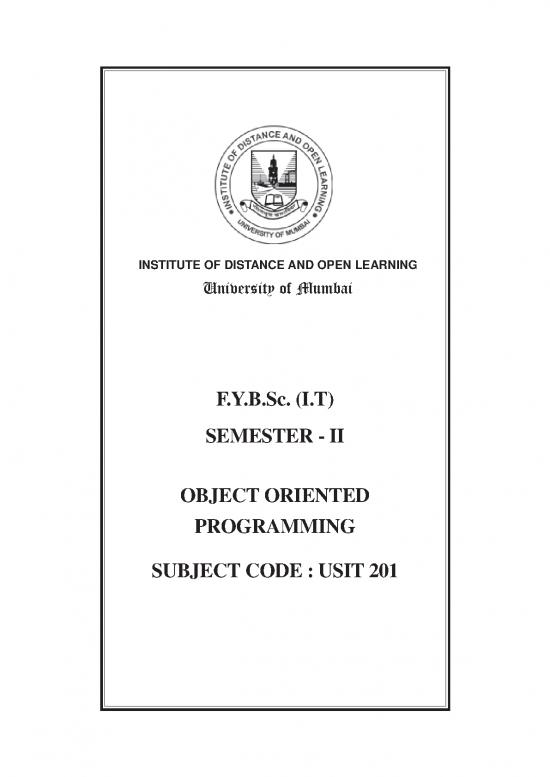 picture_Programming Pdf 183343 | Usit201 Object Oriented Programming