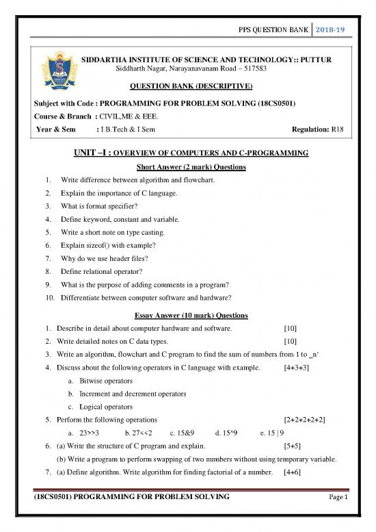 picture Programming Pdf 185330 | 18cs0501 Programming For Problem Solving