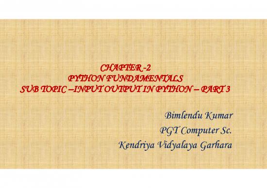 picture_Python Fundamentals Pdf 187122 | Chapter   2 Python Fundamentals Sub Topic Input Output In Python  Part 3