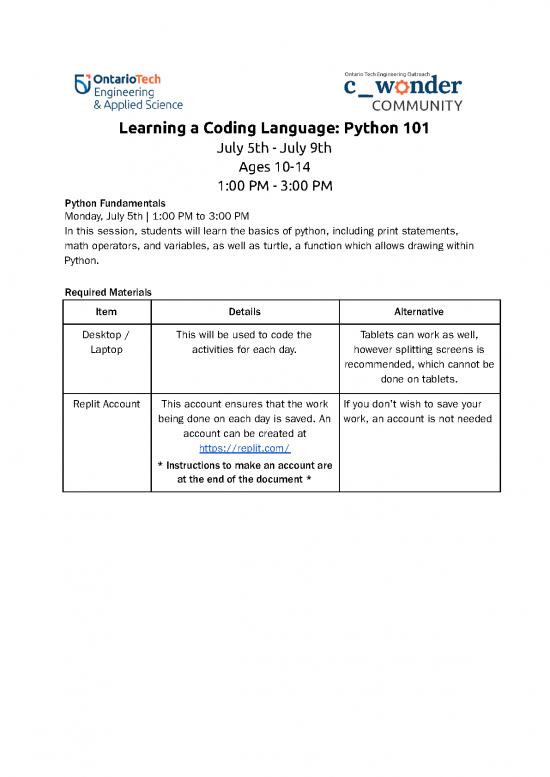 picture Python Pdf 185626 | Coding Python 101 Virtual Summer Camp Week1