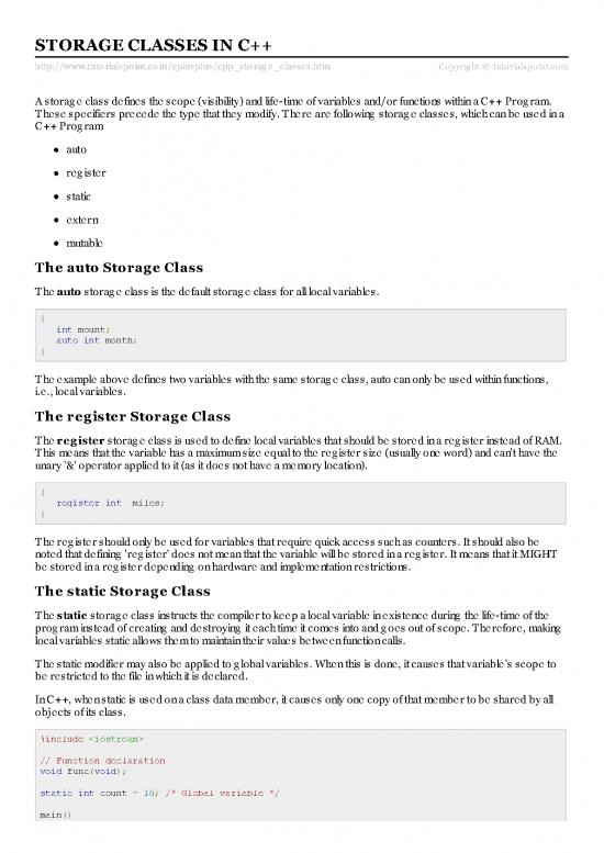 picture_Tutorialspoint Pdf 185834 | Cpp Storage Classes