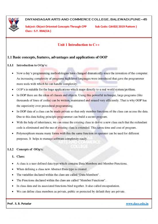 picture Programming Pdf 186395 | Notes Ca403 Object Oriented Programming Using C Sybbaca Converted