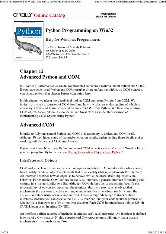 picture Python Pdf 185869 | Python Programming On Win32  Chapter 12 Advanced Python And Com