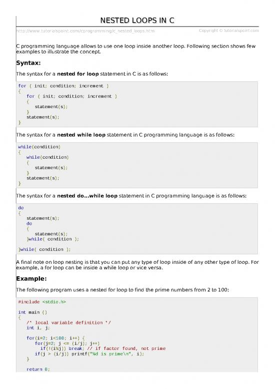 picture_Tutorialspoint Pdf 188543 | C Nested Loops