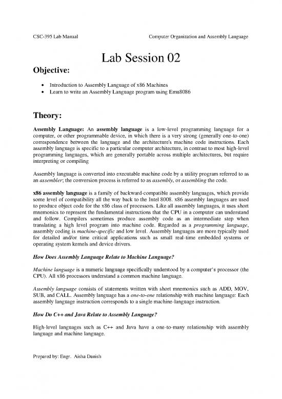 picture_Assembly Language Programming Examples Pdf 188687 | Coal Lab 02