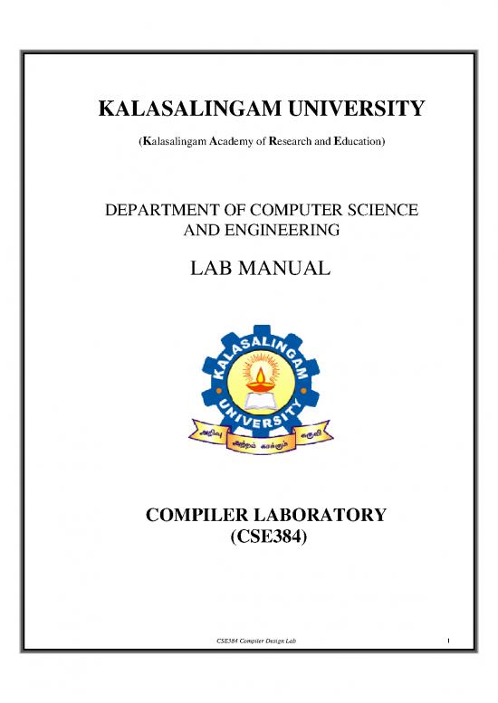 picture Compiler Design Lab Manual 189535 | Cse384 Compiler Design Laboratory Lab Manual