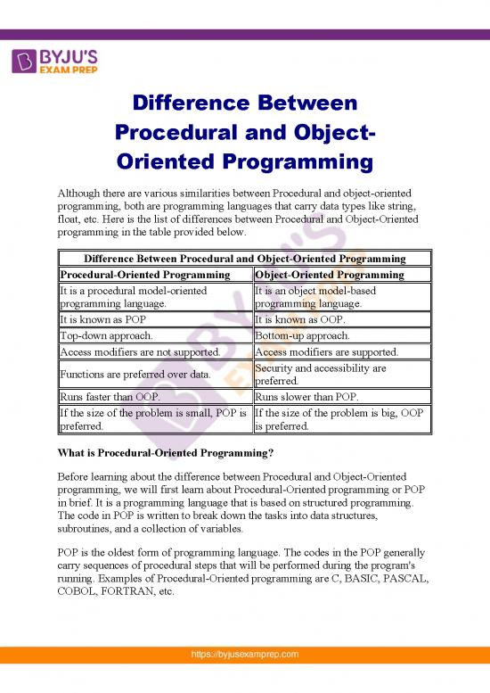 picture_Difference Between Procedural And Object Oriented Programming Gate Notes 64