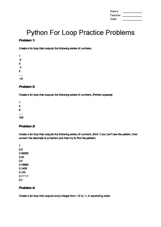 picture Python For Loop Practice Problems Pdf 188719 | For Loop Practice Problemsstudentversion