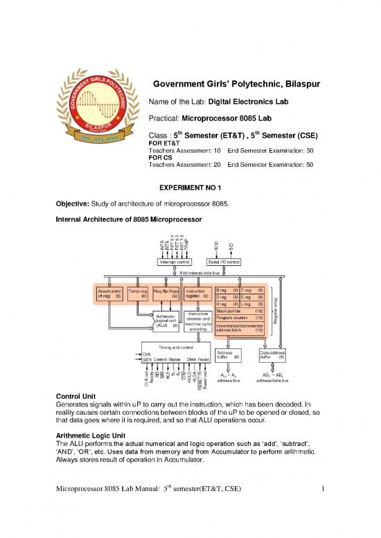 picture_Microprocessor Lab Manual 189262 | Microprocessor 8085 Lab Manual