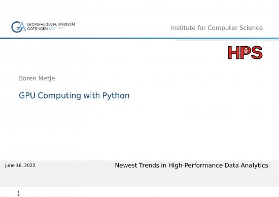 picture_High Performance Python Pdf 189296 | Nthpda Presentation Gpu Computing With Python By Soeren Metje