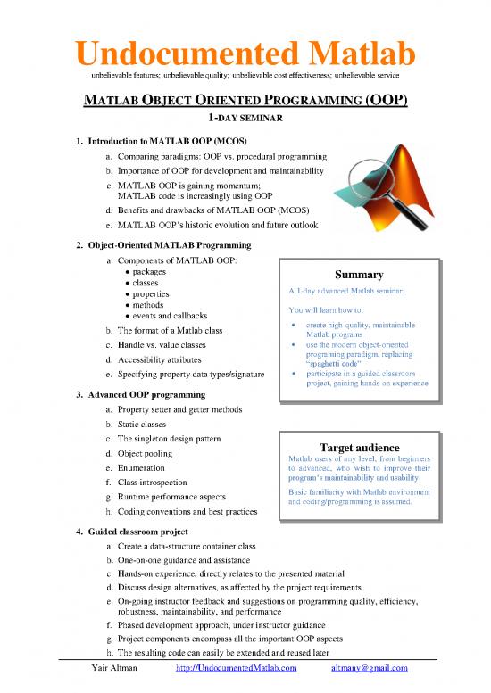 picture_Matlab Programming Pdf 189940 | Object Oriented Matlab Seminar