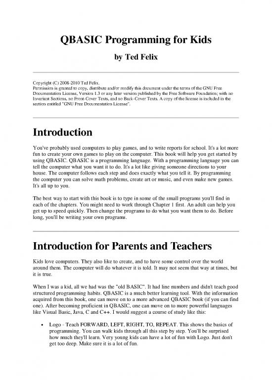 picture_Qbasic Programming Pdf 188683 | Qbasic Programming For Kids