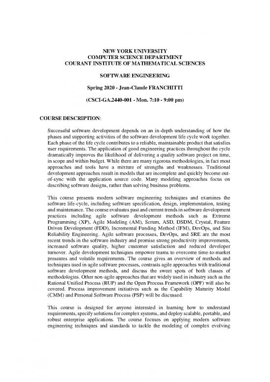 picture Software Engineering Course Pdf 190195 | Se Course Description And Syllabus Spring 2020