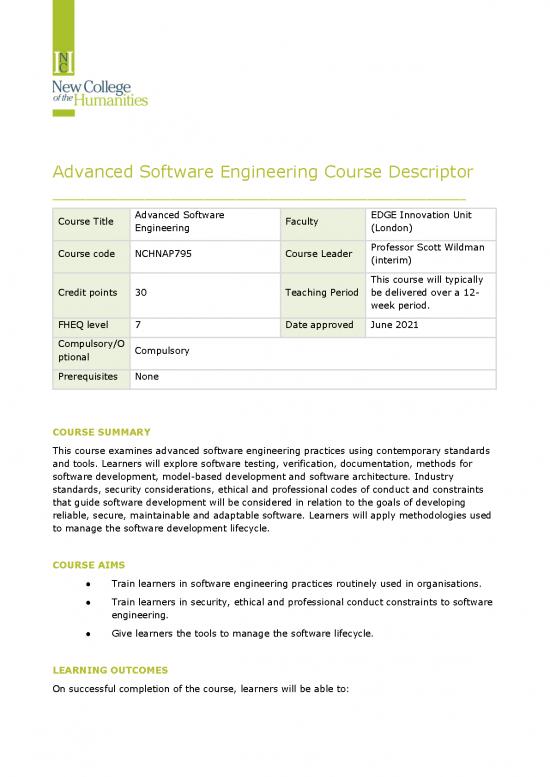 picture Software Engineering Course Pdf 191424 | 0 Nchnap795 Advanced Software Engineering