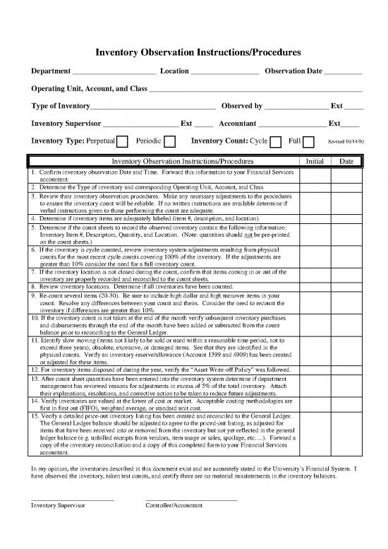 picture Inventory Pdf 192429 | Inventory Observation Instructions Procedures Form
