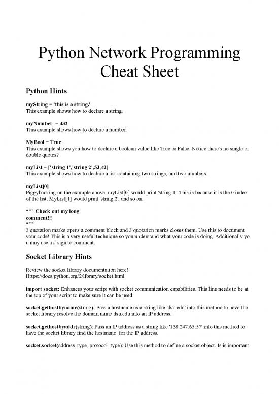 picture Python Network Programming Pdf 192706 | Python Cheat Sheet