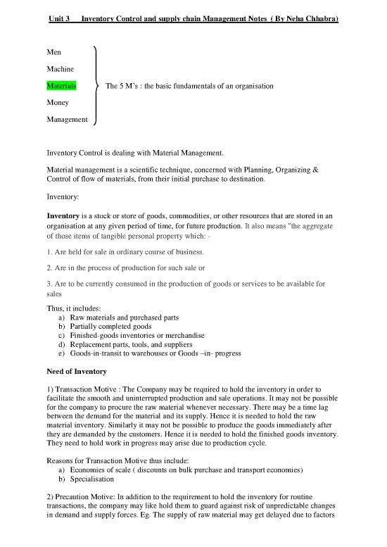 picture Inventory Management Pdf 192390 | Unit 3      Inventory Control And Supply Chain Management Notes
