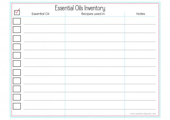 picture_Inventory Pdf 194364 | Essential Oils Inventory Printable