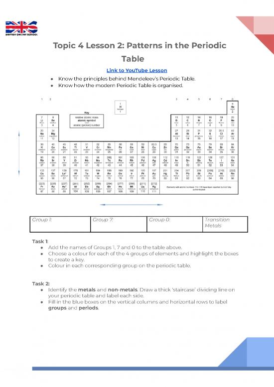 picture Pdf Printable Periodic Table 194899 | Free Resources Science Year8 Lesson2 Worksheet