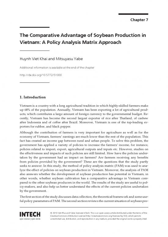 picture Production Pdf 193035 | Intech The Comparative Advantage Of Soybean Production In Vietnam A Policy Analysis Matrix Approach