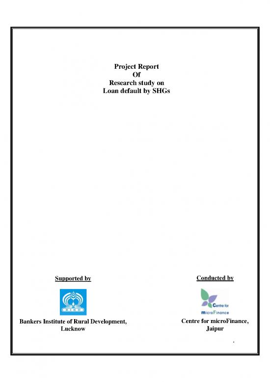 picture Sample Project Report For Bank Loan Pdf 193398 | Mfg En Paper Project Report Of Research Study On Loan Default By Shgs 2010